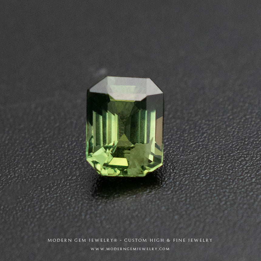 Green Sapphire Gemstone | Emerald Cut Green|  0.50 Carat Heated | Custom Jewelry | Modern Gem Jewelry