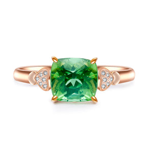 Tourmaline Ring & Diamonds Three Stone Set In Rose Gold | Custom Rings | Modern Gem Jewelry | Saratti 