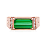 Green Tourmaline Engagement Ring & Diamonds In Rose Gold | Custom Rings | Modern Gem Jewelry | Saratti