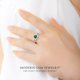 Emerald Promise Ring in Split Shank Design | Modern Gem Jewelry | Saratti