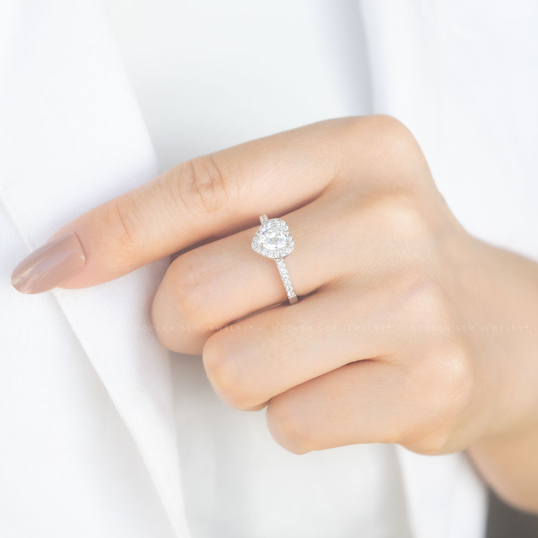 1.2 Carat Diamond Ring Heart Shaped | Custom Rings| Modern Gem Jewelry