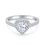 Heart Shaped Halo Diamond Engagement Ring 