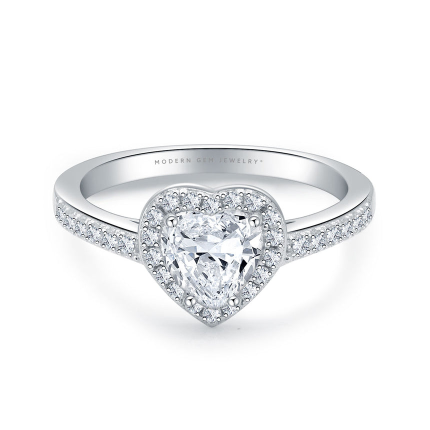 Heart Shaped Halo Diamond Engagement Ring 