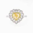 Vintage Yellow Diamond Engagement Rings featuring Heart Shape Fancy Yellow Natural Diamond Double Halo Ring and Pendant | Modern Gem Jewelry