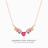 Pink Heart Necklace with Tourmaline in 18K Rose Gold | Modern Gem Jewelry