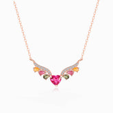 Pink Heart Necklace with Tourmaline in 18K Rose Gold | Saratti