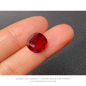 Ruby Gemstone | Pigeon Blood Red Cushion Cut | GRS Certified 6 carats | Modern Gem Jewelry