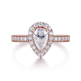 Prong Set Pear Cut Lab Diamond Pave Engagement Ring 