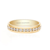  Channel Set Diamond Wedding Band in Yellow Gold  | Modern Gem Jewelry | Saratti 