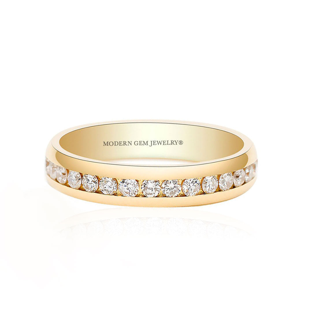  Channel Set Diamond Wedding Band in Yellow Gold  | Modern Gem Jewelry | Saratti 