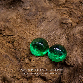 Oval Cabochon Gemstones Emerald Green stones For Making Earrings | Modern Gem Jewelry