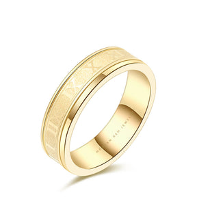 Roman Numeral Ring | For Men Wedding Band in 18K Yellow Gold | Saratti