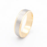 Men's Comfort Fit Wedding Bands In White & Yellow Gold | Custom Men Engagement Ring| Modern Gem Jewelry | Saratti