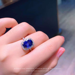 Natural Sapphire Natural Diamonds Ring - Modern Gem Jewelry