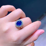 Natural Sapphire and Natural Diamond Cocktail HaloRing