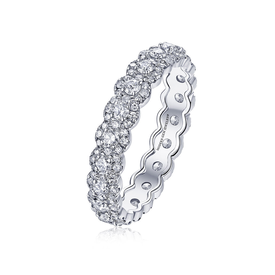 Round Diamond Band with Diamonds in White Gold  Custom Made | Modern Gem Jewelry | Saratti