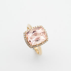 Vintage Morganite Ring Diamonds In Rose Gold | Custom Rings| Modern Gem Jewelry