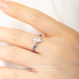 Oval Moissanite Ring in Bezel Design set in Platinum Engagement Ring | Modern Gem Jewelry