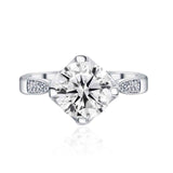 Cece Vintage Inspired Round Moissanite Ring in White Gold | Modern Gem Jewelry | Saratti