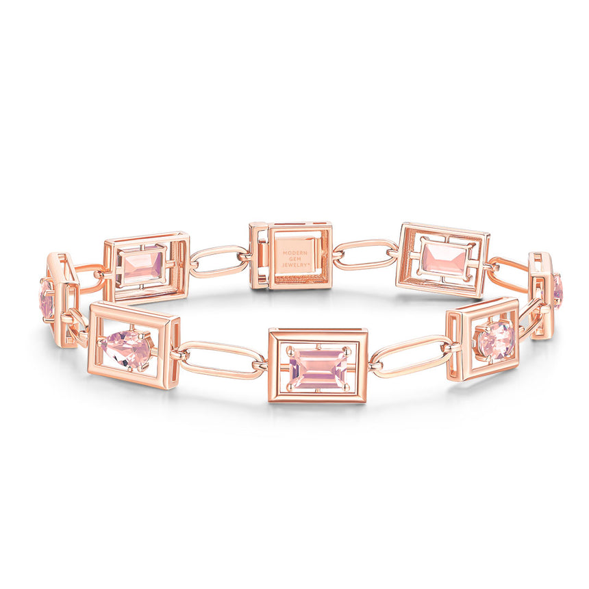 Morganite Bracelet In 18K Rose Gold | Custom Bracelets| Modern Gem Jewelry