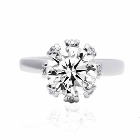 Flora Vintage Moissanite Engagement Ring in White Gold | Modern Gem Jewelry | Saratti