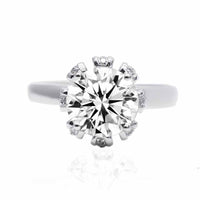 Flora • Vintage Moissanite Engagement Ring in White Gold