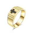 Mens Cross Ring in Yellow Gold with Black Diamonds | Custom Men Rings | Modern Gem Jewelry | Saratti