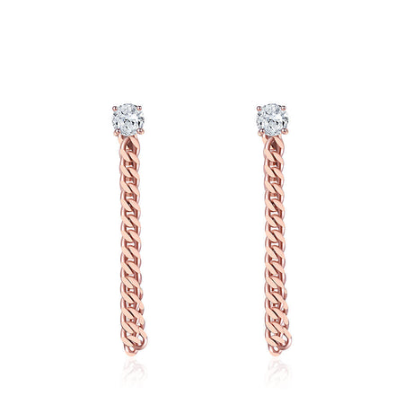 Chain Link Earrings in Rose Gold | Custom Earrings| Modern Gem Jewelry