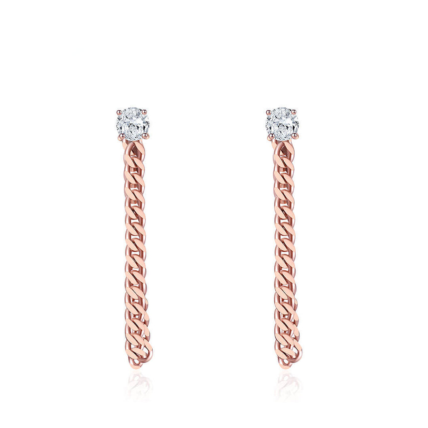 Chain Link Earrings in Rose Gold | Custom Earrings| Modern Gem Jewelry