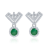 Emerald Drop Earrings 18K White Gold Vintage Emerald Earrings • Modern Gem Jewelry®
