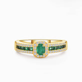 Emerald Promise Ring Yellow Gold with Diamonds | Modern Gem Jewelry | Saratti