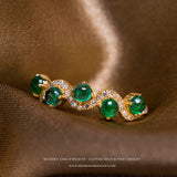 Five Natural Emerald Half Eternity Band 
