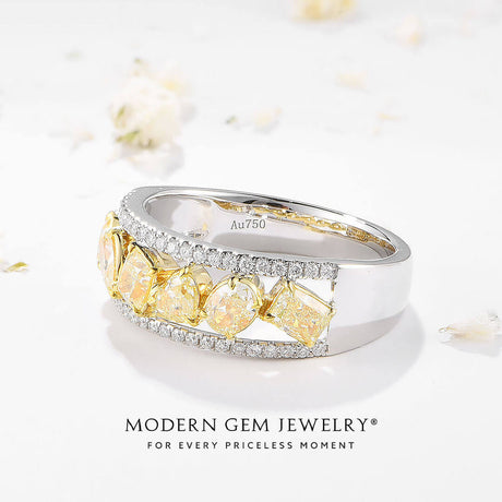 Yellow Diamond Eternity Ring in Two Tone | Modern Gem Jewelry