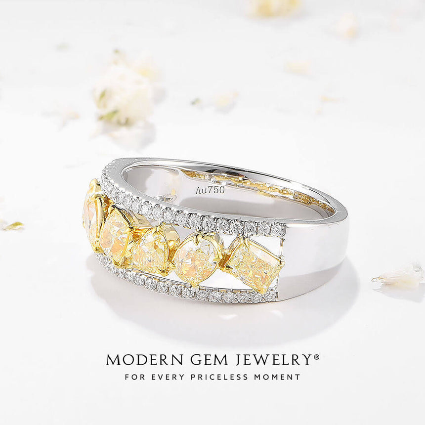 Yellow Diamond Eternity Ring in Two Tone | Modern Gem Jewelry