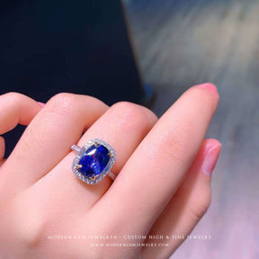 Natural Sapphire Natural Diamonds Heirloom Ring - Modern Gem Jewelry