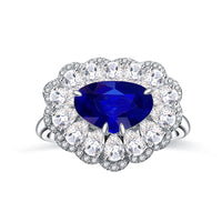 Unheated 2 carats + Royal Blue Sapphire & Diamonds Floral Design Dual Purpose