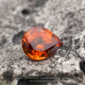 Natural Spessatite Garnet Gemstone Orange Pear - Modern Gem Jewelry