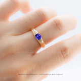 Tanzanite Engagement Ring Tension Yellow Gold | Custom Rings | Modern Gem Jewelry | Saratti