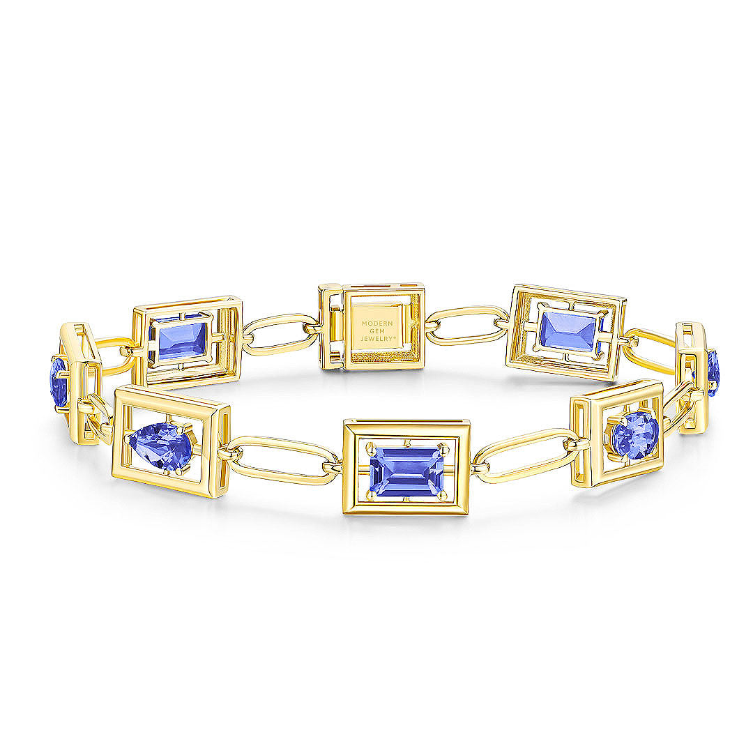 Tanzanite Bracelet In 18K White Gold | Custom Bracelets| Modern Gem Jewelry