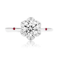 LILA •  Round Diamond Halo Four Prongs White Gold Ring