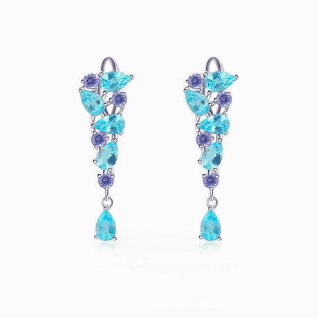 Blue Earrings with Neon Blue Apatite and Tanzanite Stud Earrings | Modern Gem Jewelry