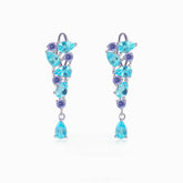 BLue Earrings with Neon Blue Apatite and Tanzanite Stud Earrings | Modern Gem Jewelry