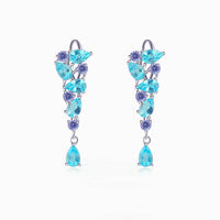 Neon Blue Earrings with Apatite and Tanzanite
