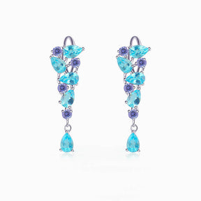 BLue Earrings with Neon Blue Apatite and Tanzanite Stud Earrings | Modern Gem Jewelry