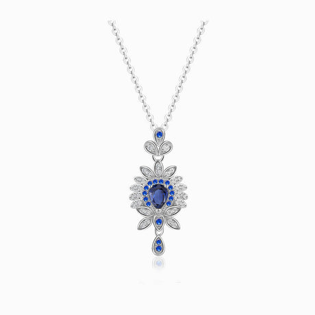 Sapphire Gold Necklace with Pear Shaped Floral Design  | Modern Gem Jewelry