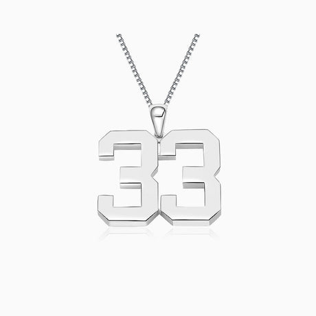 Baseball Necklace Number Pendant in 18K White Gold | Modern Gem Jewelry