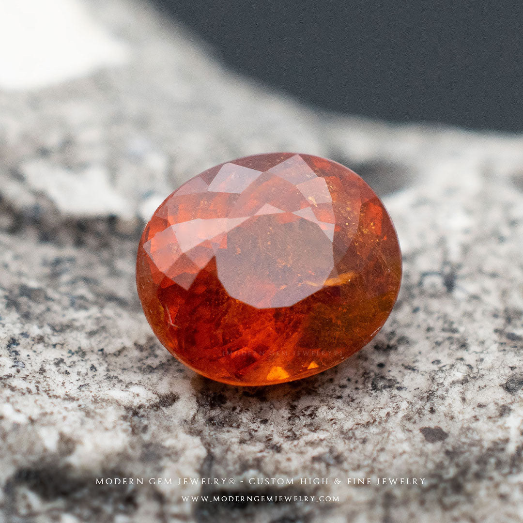 Orange Natural Spessatite Garnet Oval - Modern Gem Jewelry