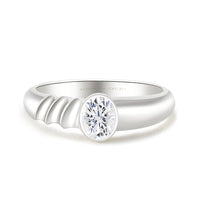 Lauren • Bezel Engagement Ring Moissanite 18K White Gold