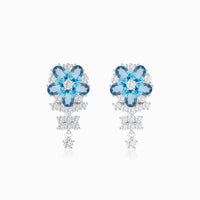 Blue London Topaz Earrings with Diamonds