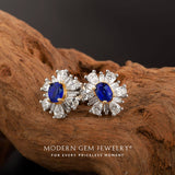 Prong Set Natural Sapphire and Diamond Earrings 